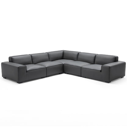 Domus Modular Dark Gray Leather L-Shaped Sectional-hidden
