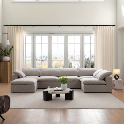 Tender Wabi Sabi Gray L Shaped Sectional and Ottoman-Gray