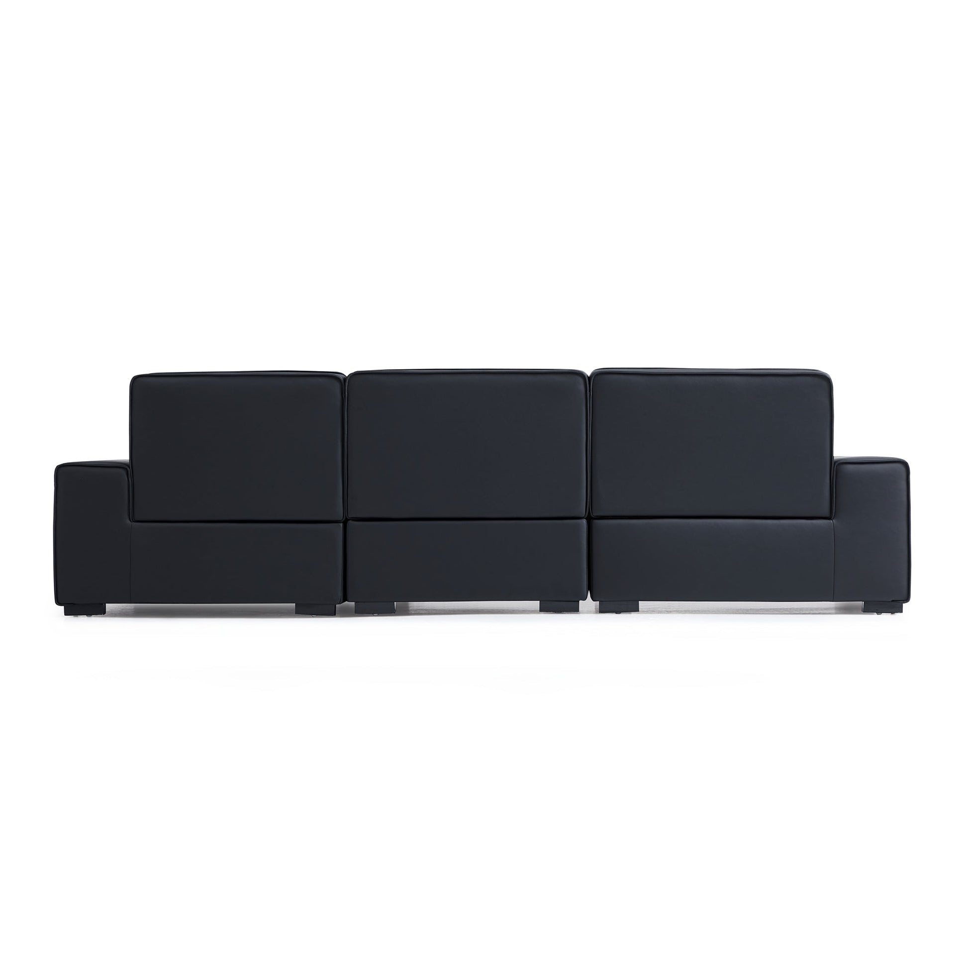 Domus High Back Modular Leather Sectional-Black-125.2"