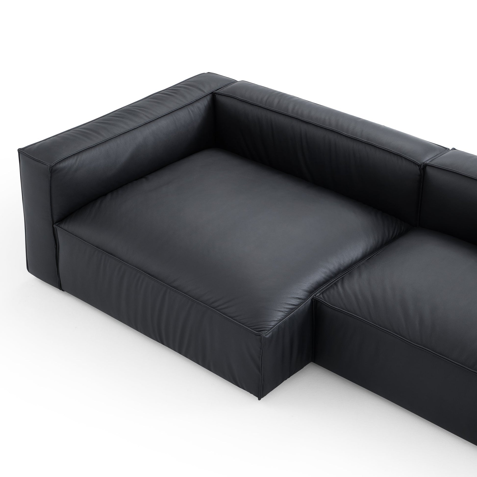 Luxury Minimalist Dark Brown Leather U Shaped Sectional-Black