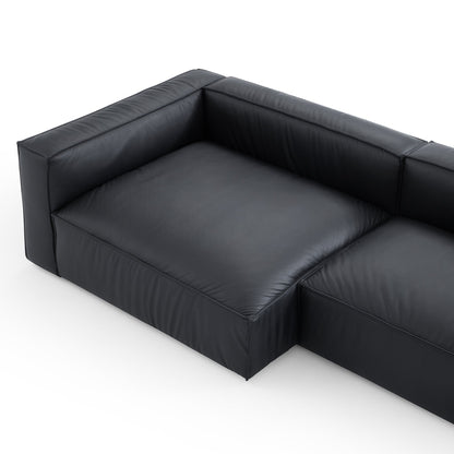 Luxury Minimalist Dark Brown Leather U Shaped Sectional-Black