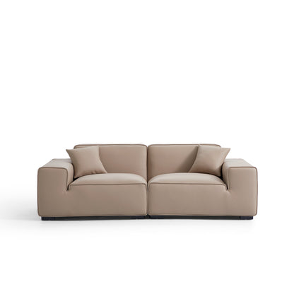 Domus Modular Khaki Leather Sofa-Khaki-94.5"
