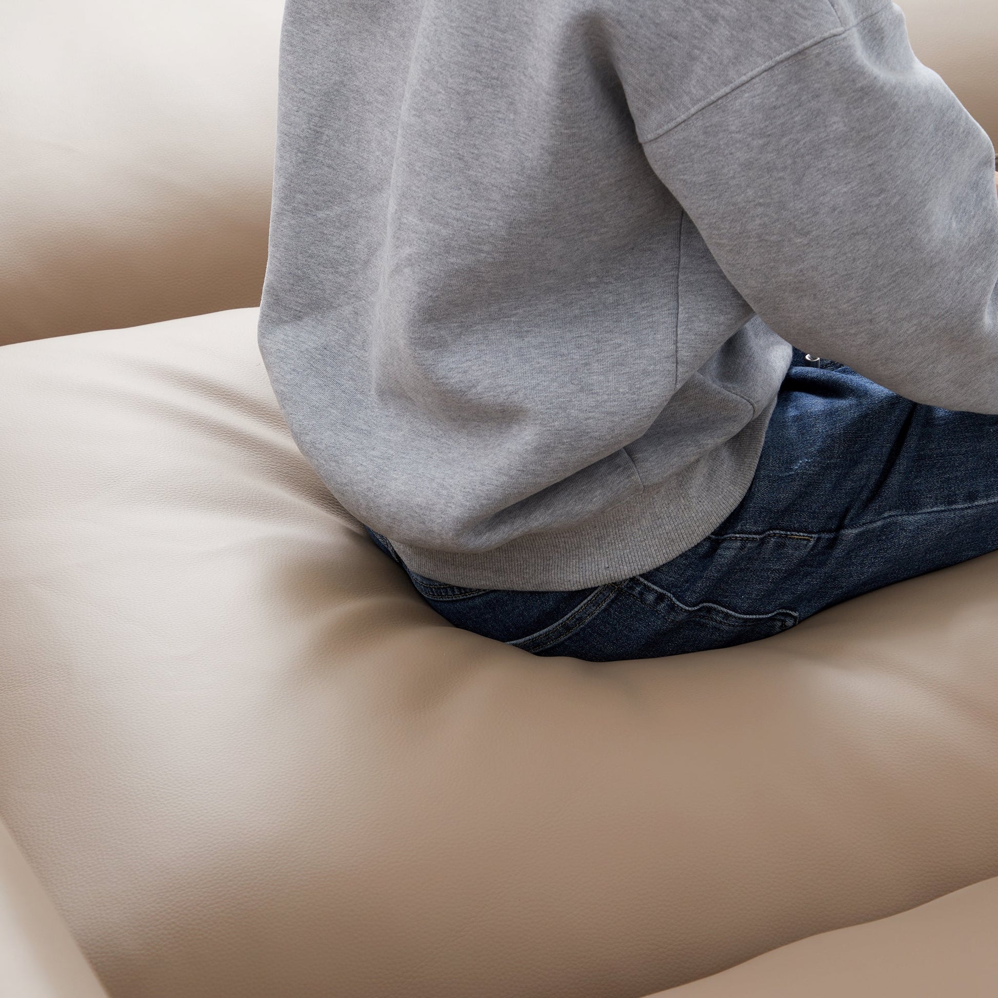 Domus Modular Khaki Leather Sofa-Khaki