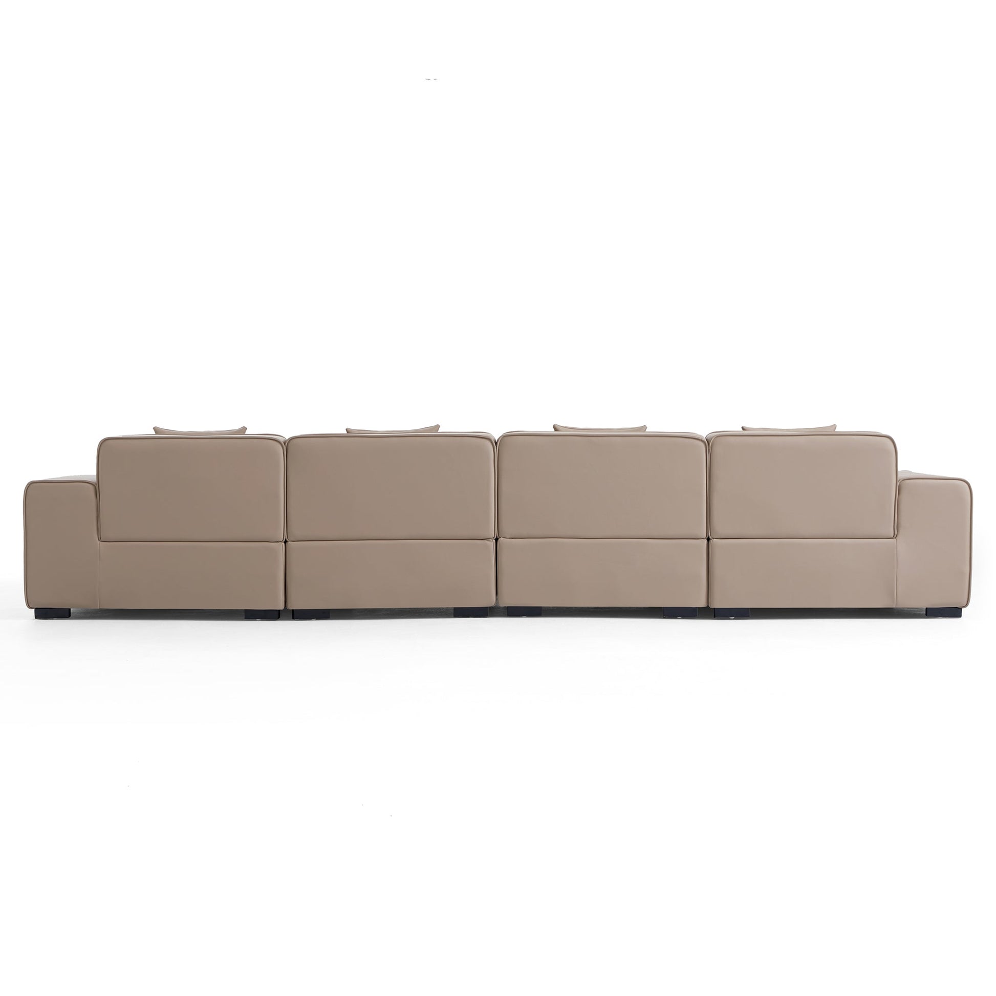 Domus Modular Black Leather Sofa-Khaki-165.3″
