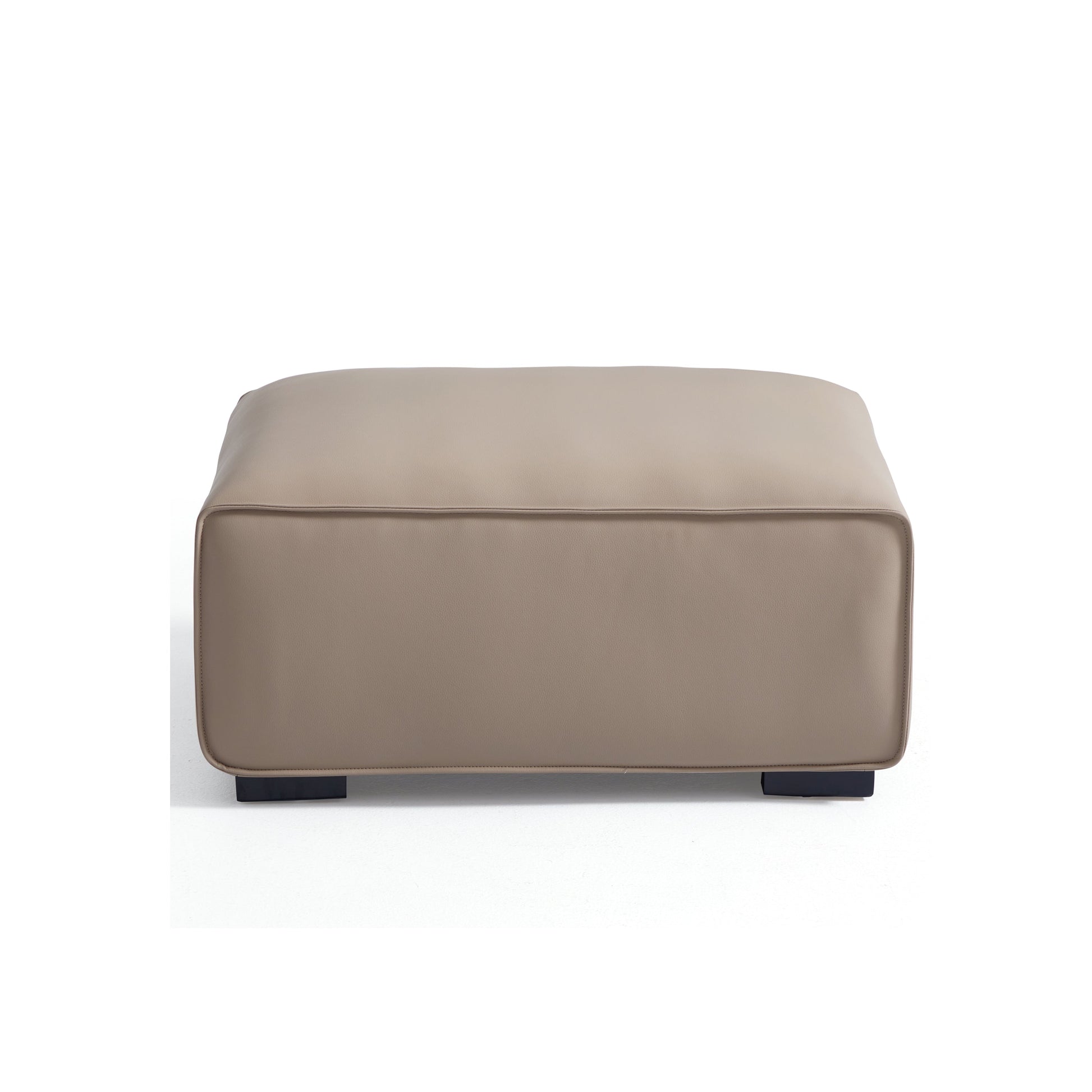 Domus Modular Khaki Leather Sofa and Ottoman-Khaki
