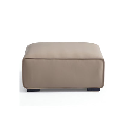 Domus Modular Dark Gray Leather Sofa and Ottoman-Khaki