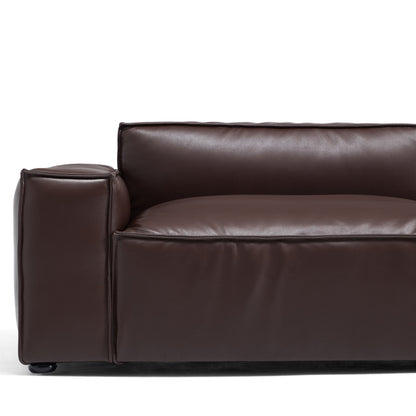 Luxury Minimalist Dark Brown Leather Sectional-Dark Brown