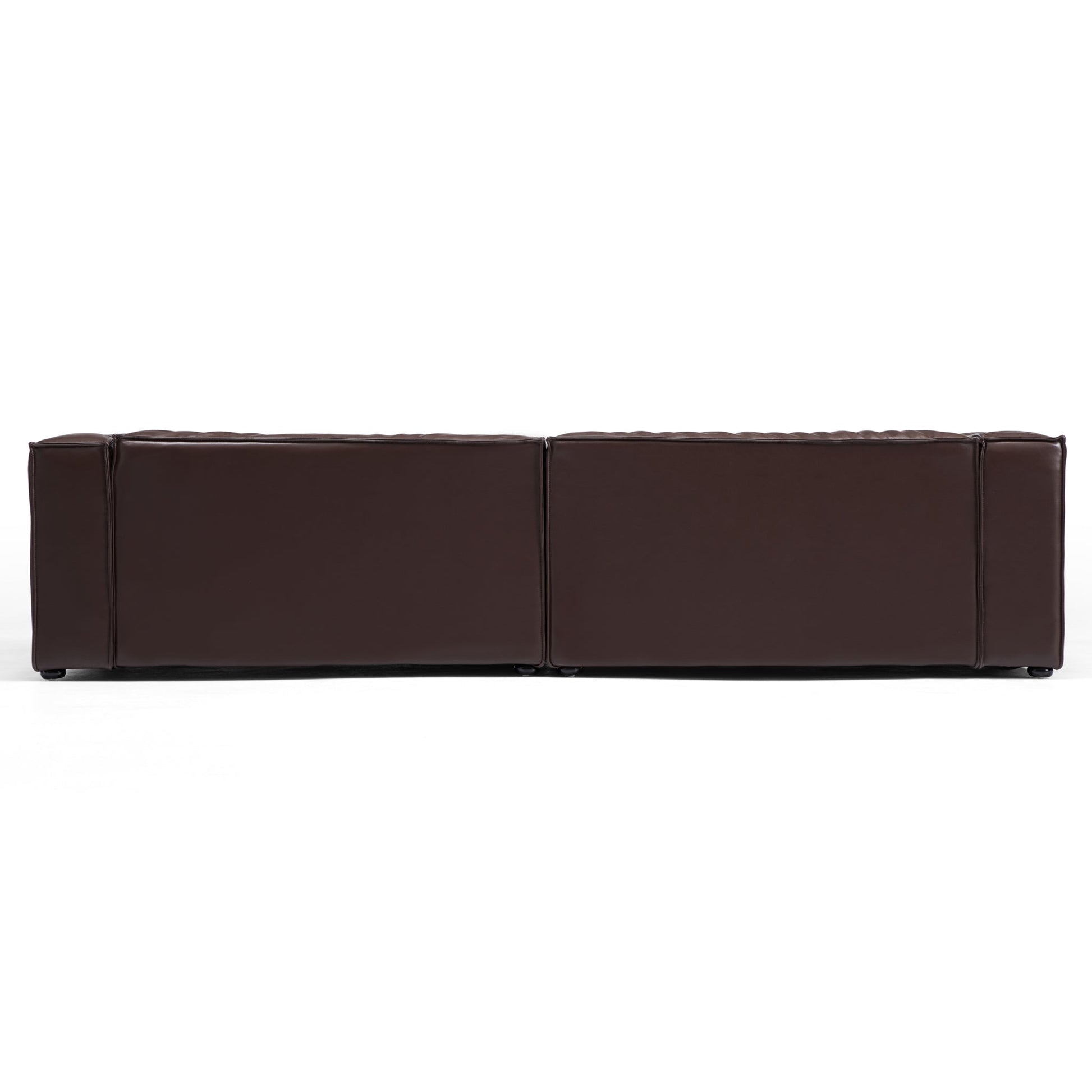 Luxury Minimalist Black Leather Daybed Sofa-Dark Brown