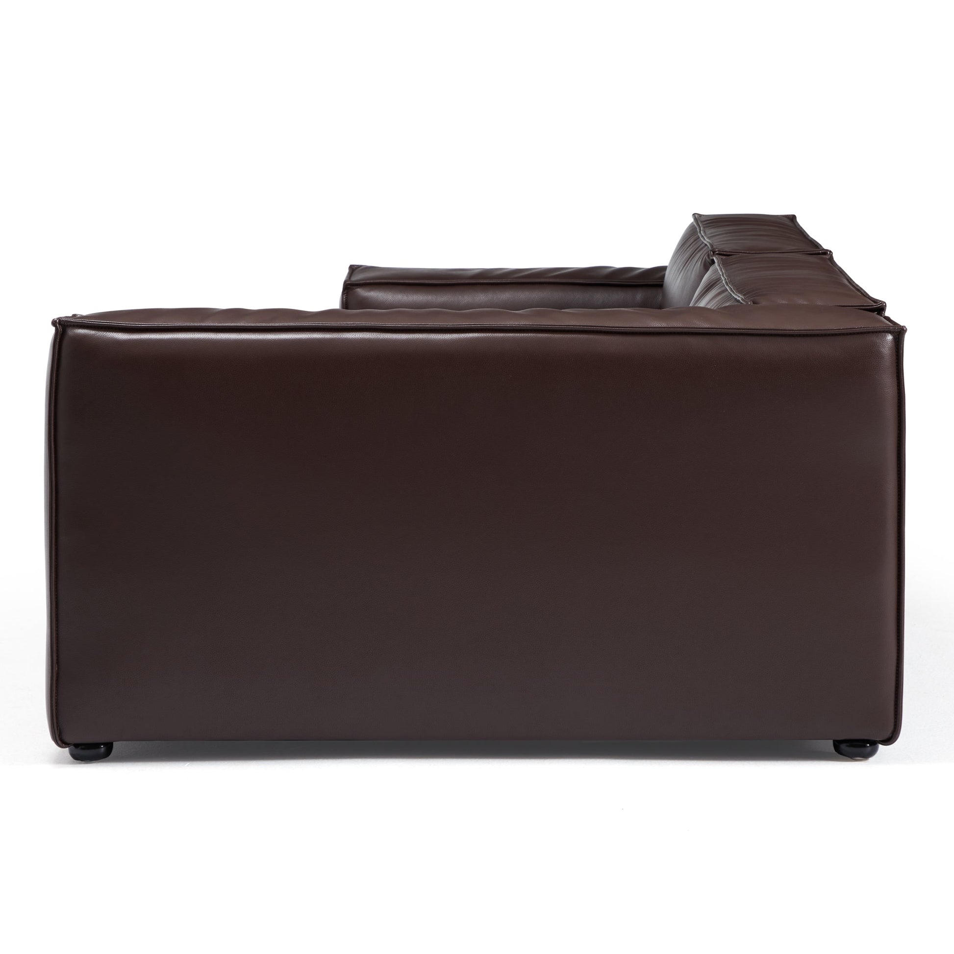 Luxury Minimalist Dark Brown Leather Sectional-Dark Brown