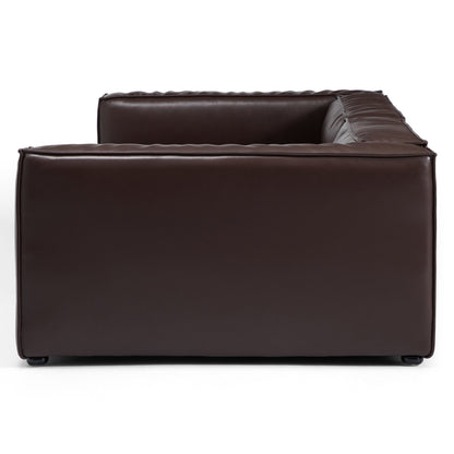 Luxury Minimalist Black Leather Daybed Sofa-Dark Brown