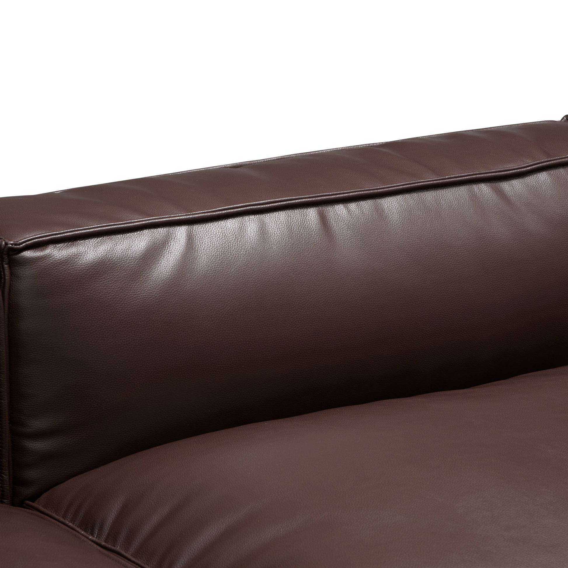 Luxury Minimalist Leather Black Sofa and Ottoman-Dark Brown