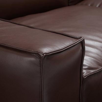Luxury Minimalist Black Leather Armchair-Dark Brown