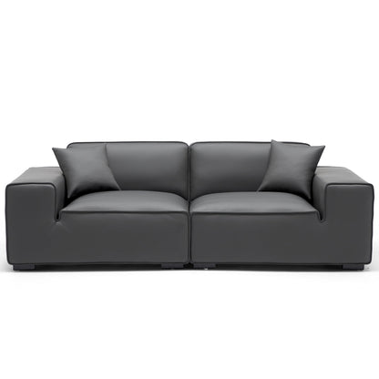 Domus Modular Dark Gray Leather Sofa-Dark Gray-94.5"