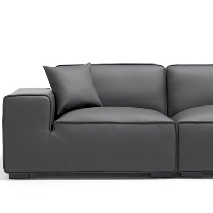 Domus Modular Khaki Leather Sofa-Dark Gray