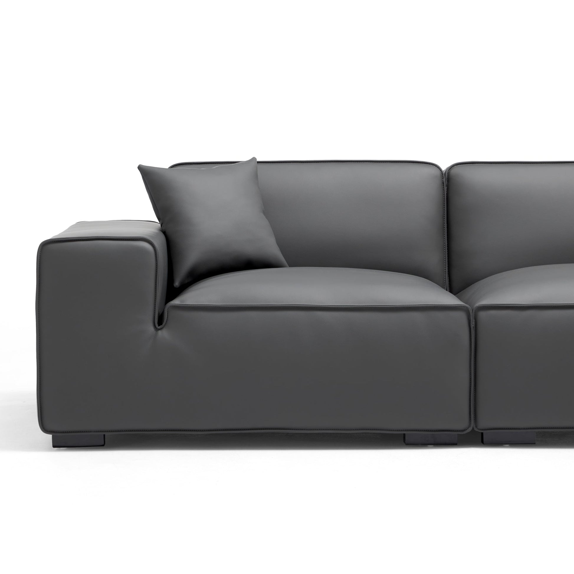 Domus Modular Black Leather Sofa Set-Dark Gray