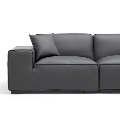 Domus Modular Black Leather Sofa Set-Dark Gray