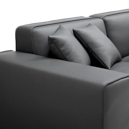 Domus Modular Khaki Leather U Shaped Sectional Sofa-Dark Gray
