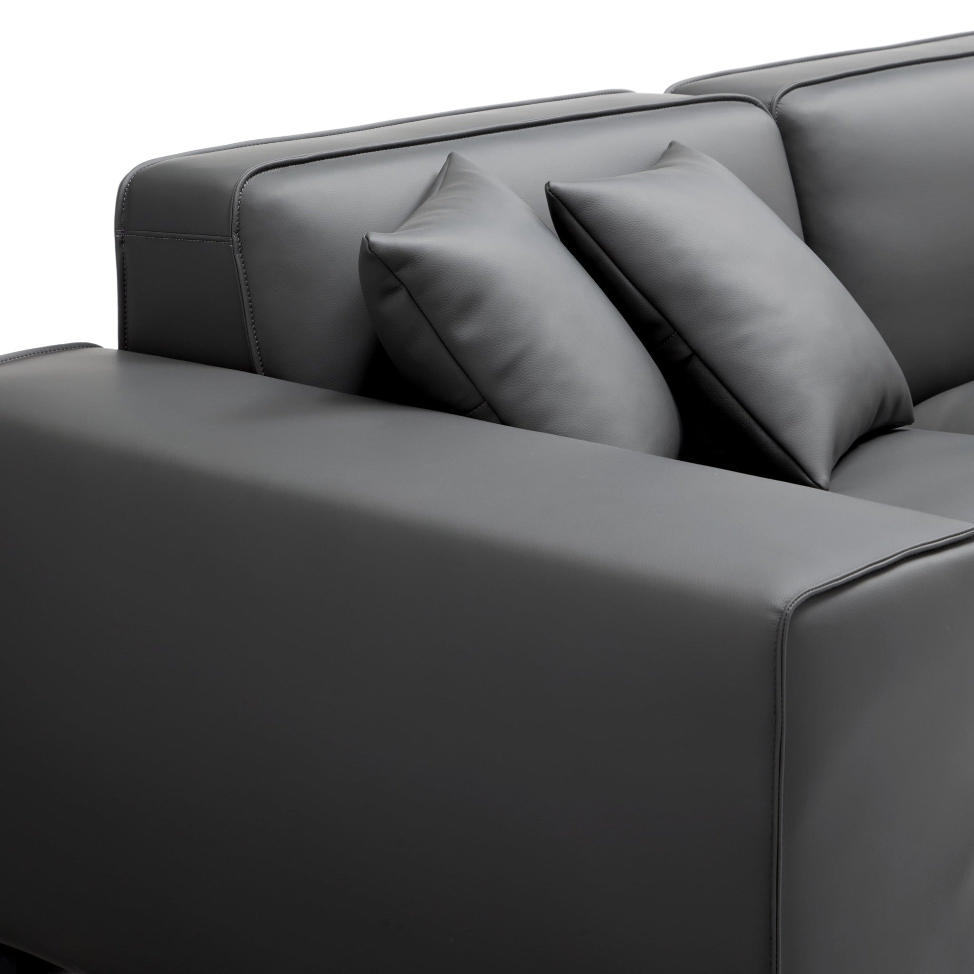 Domus Modular Black Leather Sofa Set-Dark Gray