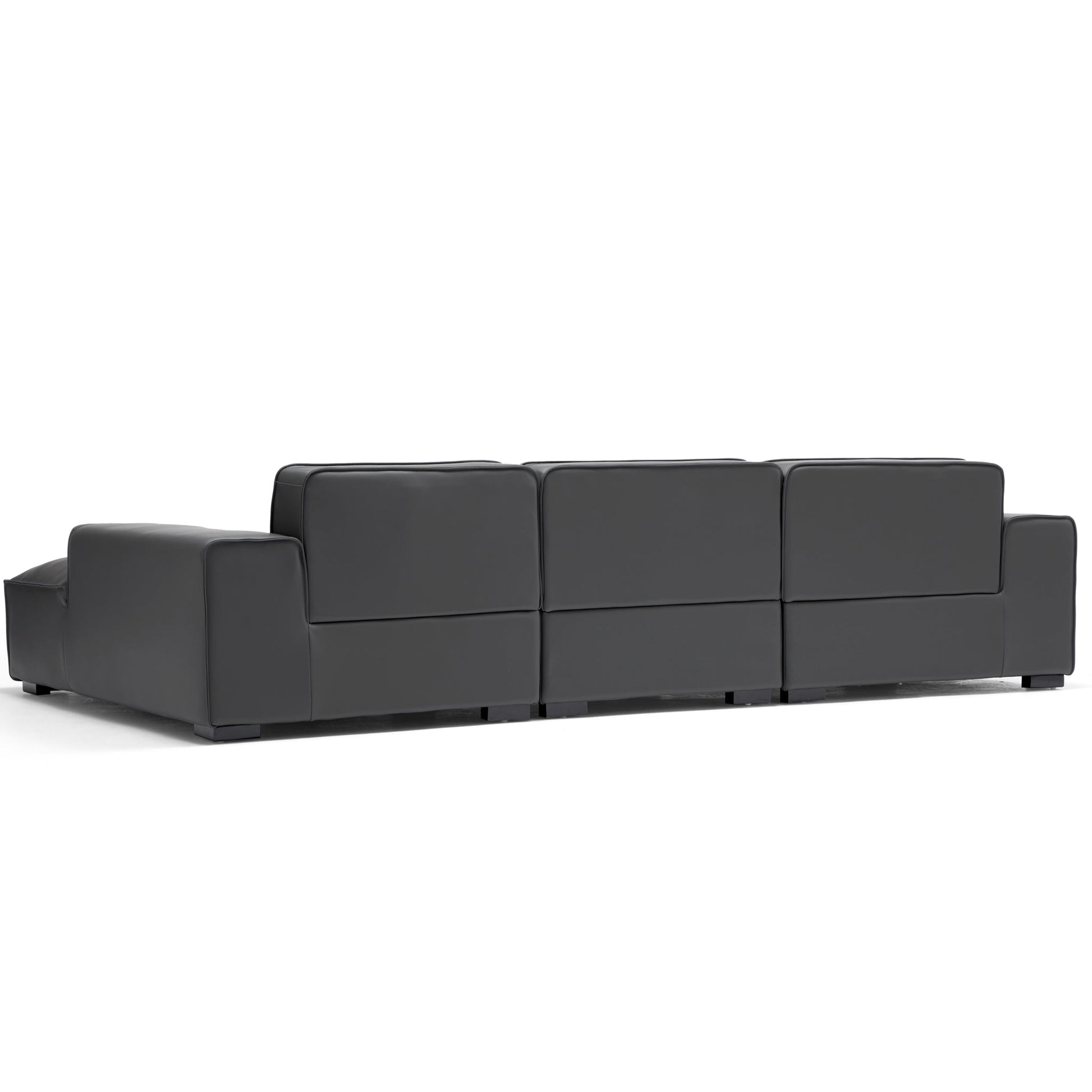 Domus Modular Dark Gray Leather Sectional Sofa-Dark Gray-126.0"-Facing Right