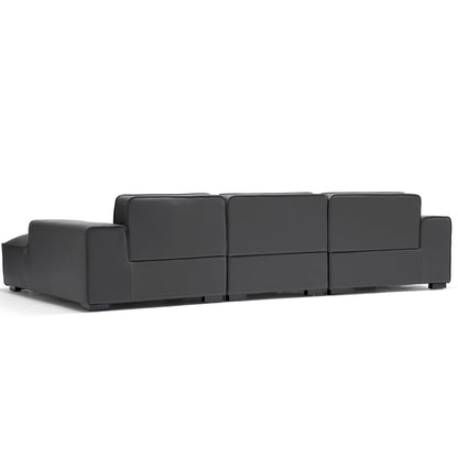 Domus Modular Dark Gray Leather Sectional Sofa-Dark Gray-126.0"-Facing Right