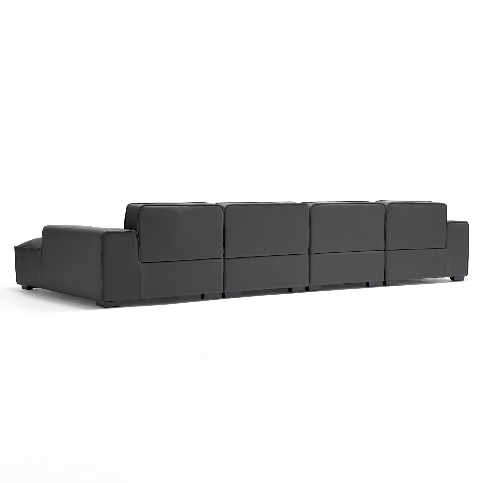 Domus Modular Khaki Leather U Shaped Sectional Sofa-Dark Gray-157.5″
