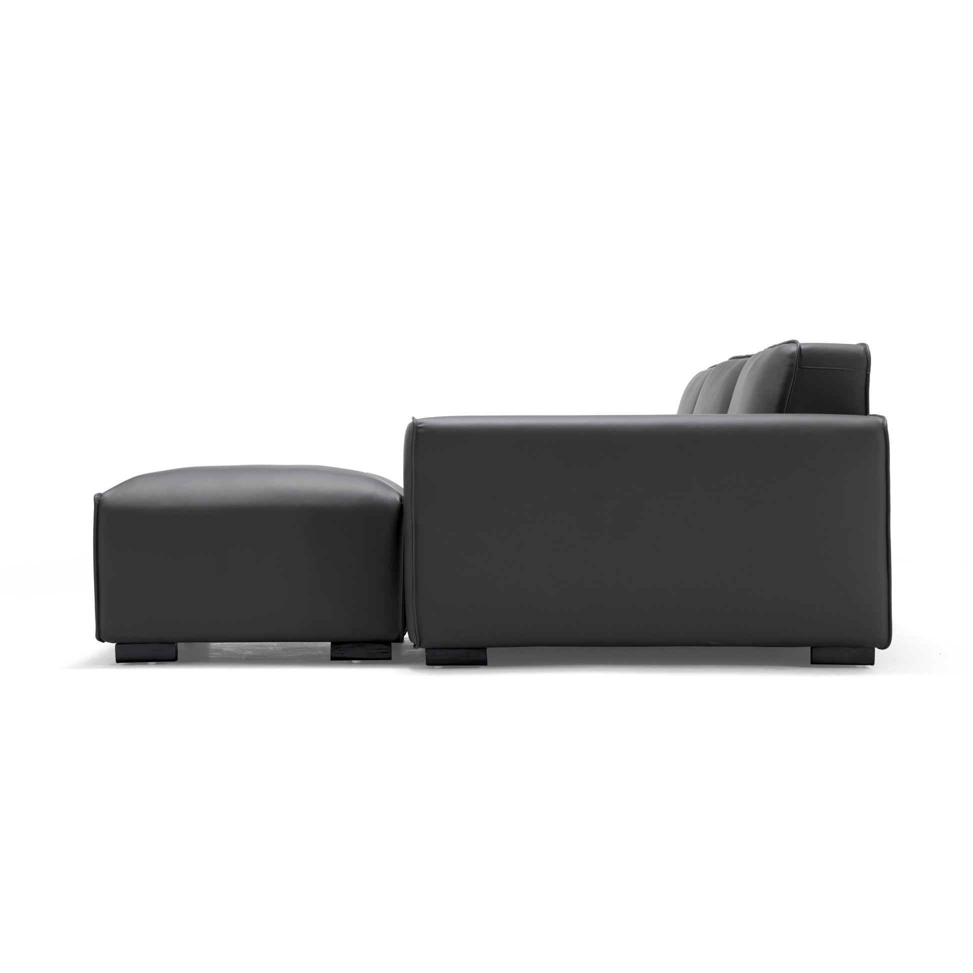 Domus Modular Khaki Leather Sofa and Ottoman-Dark Gray