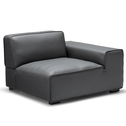 Domus Modular Dark Gray Leather Sofa and Ottoman-Dark Gray