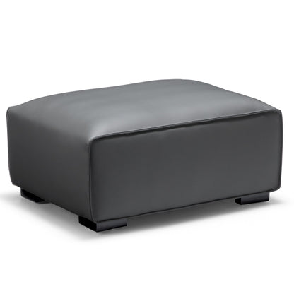 Domus Modular Dark Gray Leather Sofa and Ottoman-Dark Gray