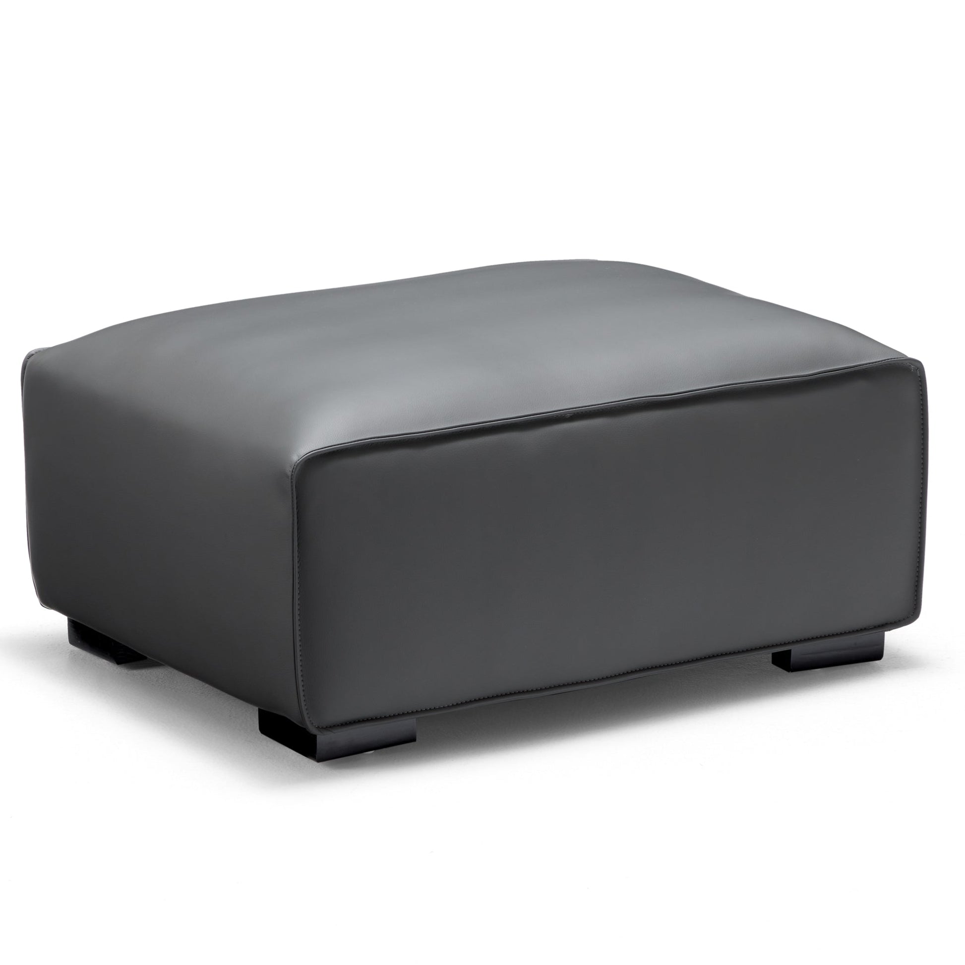 Domus Modular Dark Gray Leather Sofa and Ottoman-Dark Gray