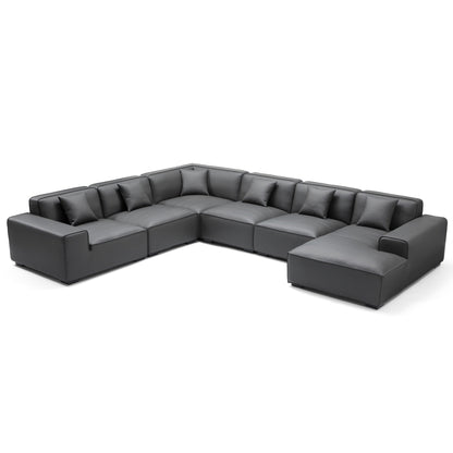 Domus Modular Dark Gray Leather U Shaped Sectional-Dark Gray-Facing Right