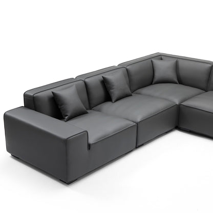 Domus Modular Dark Gray Leather U Shaped Sectional-Dark Gray-Facing Right