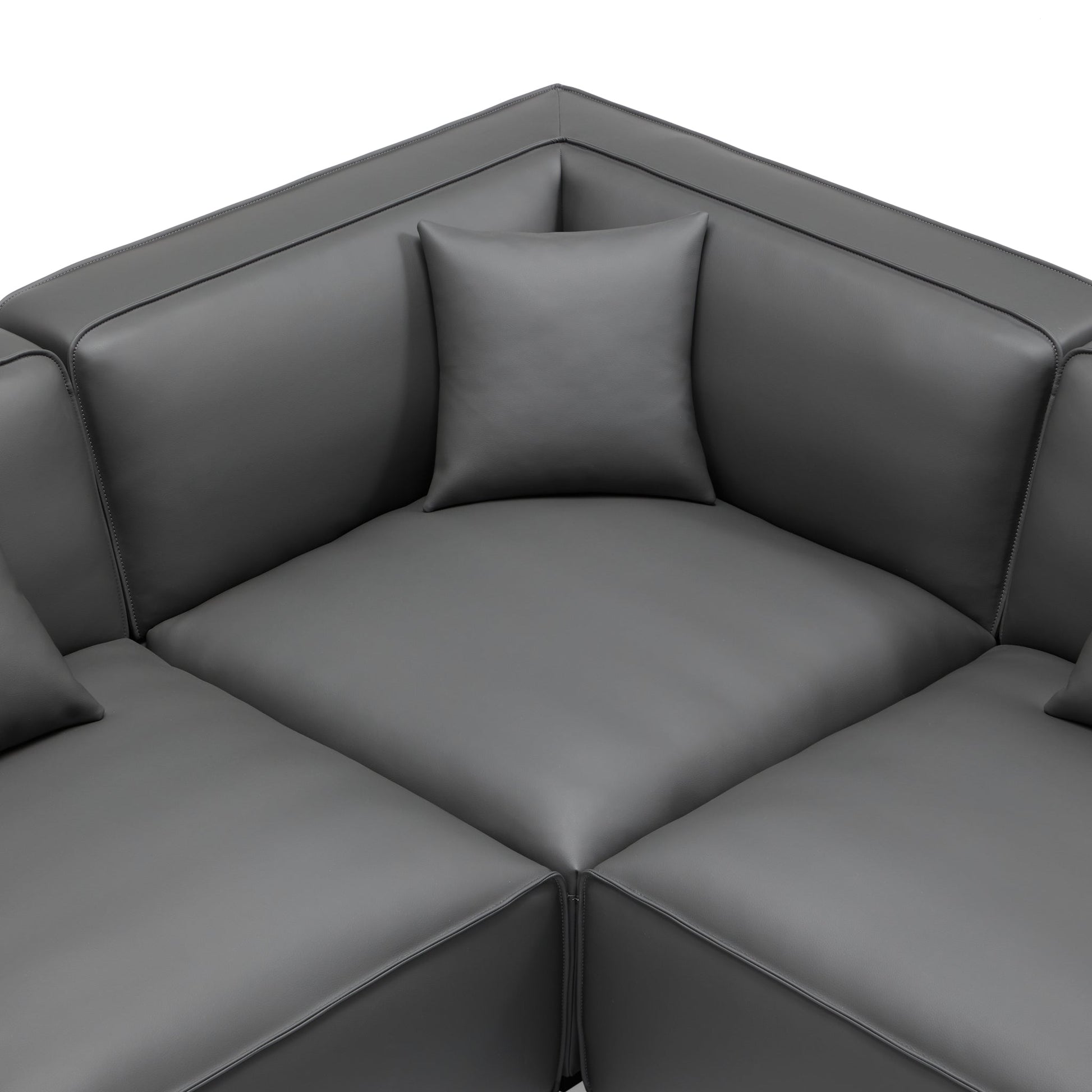 Domus Modular Dark Gray Leather U Shaped Sectional-Dark Gray