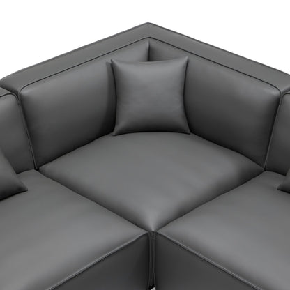 Domus Modular Dark Gray Leather U Shaped Sectional-Dark Gray