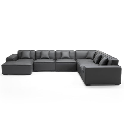 Domus Modular Dark Gray Leather U Shaped Sectional-Dark Gray-Facing Left