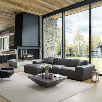Domus Modular Dark Gray Leather Sectional Sofa-Dark Gray