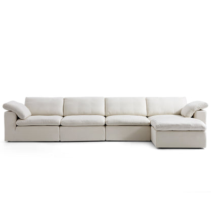 Tender Wabi Sabi Beige Sofa and Regular Ottoman-Beige-165.4"