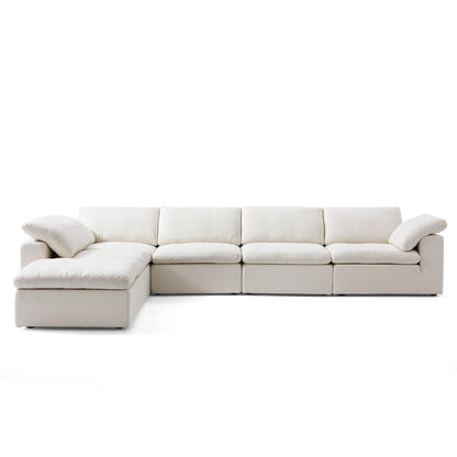 Tender Wabi Sabi L Shaped Beige Sectional and Ottoman-hidden