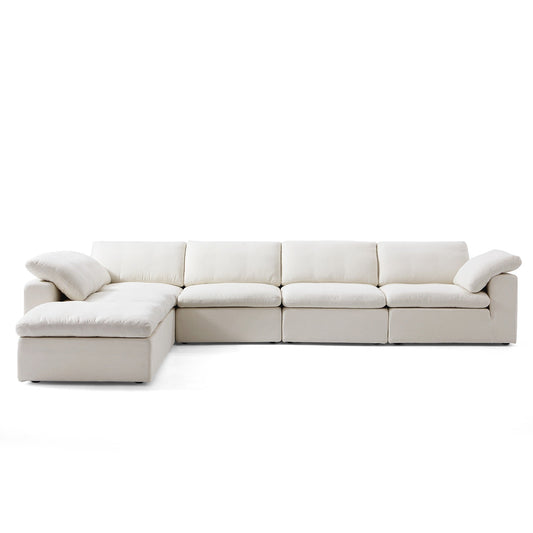 Tender Wabi Sabi L Shaped Beige Sectional and Ottoman-hidden