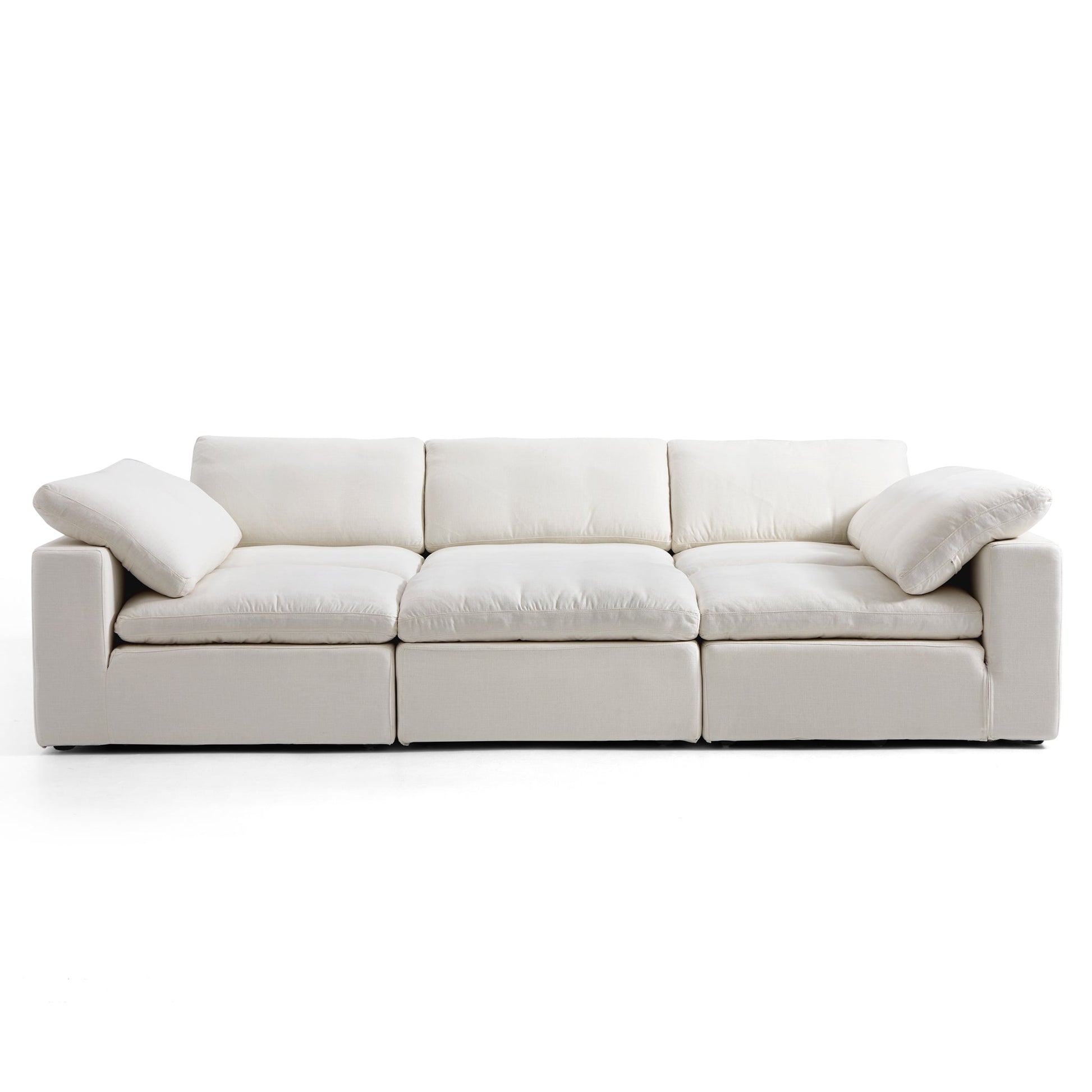 Tender Wabi Sabi U Shaped Beige Sectional with Open End-Beige-128.0"