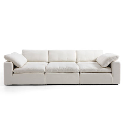 Tender Wabi Sabi U Shaped Beige Sectional with Open End-Beige-128.0"