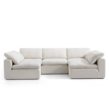 Tender Wabi Sabi Sand U Shaped Sectional with Open Ends-Beige-128.0"