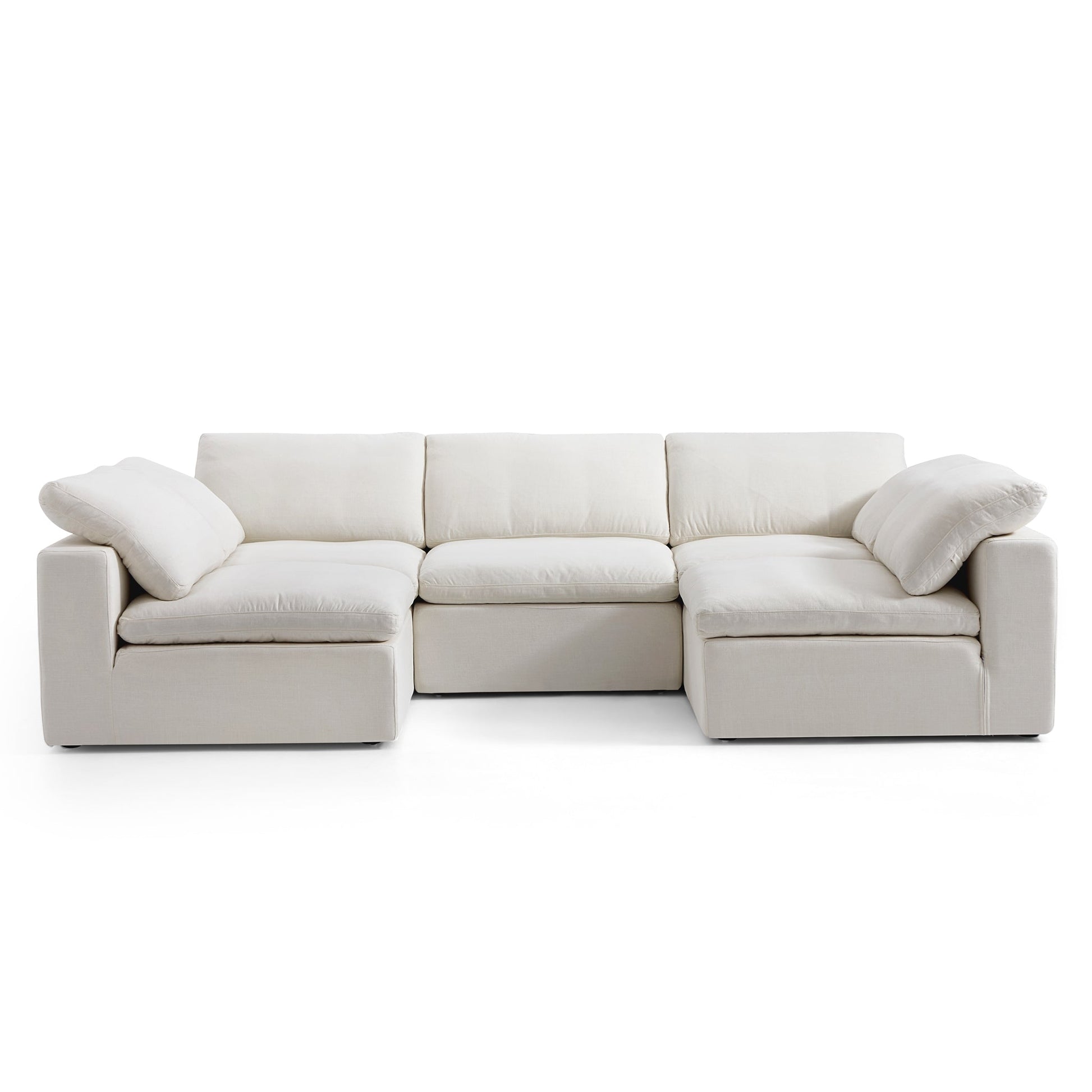 Tender Wabi Sabi U Shaped Beige Sectional with Open End-Beige-128.0"