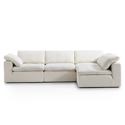 Tender Wabi Sabi Light Gray L Shaped Sectional-Beige-128.0"