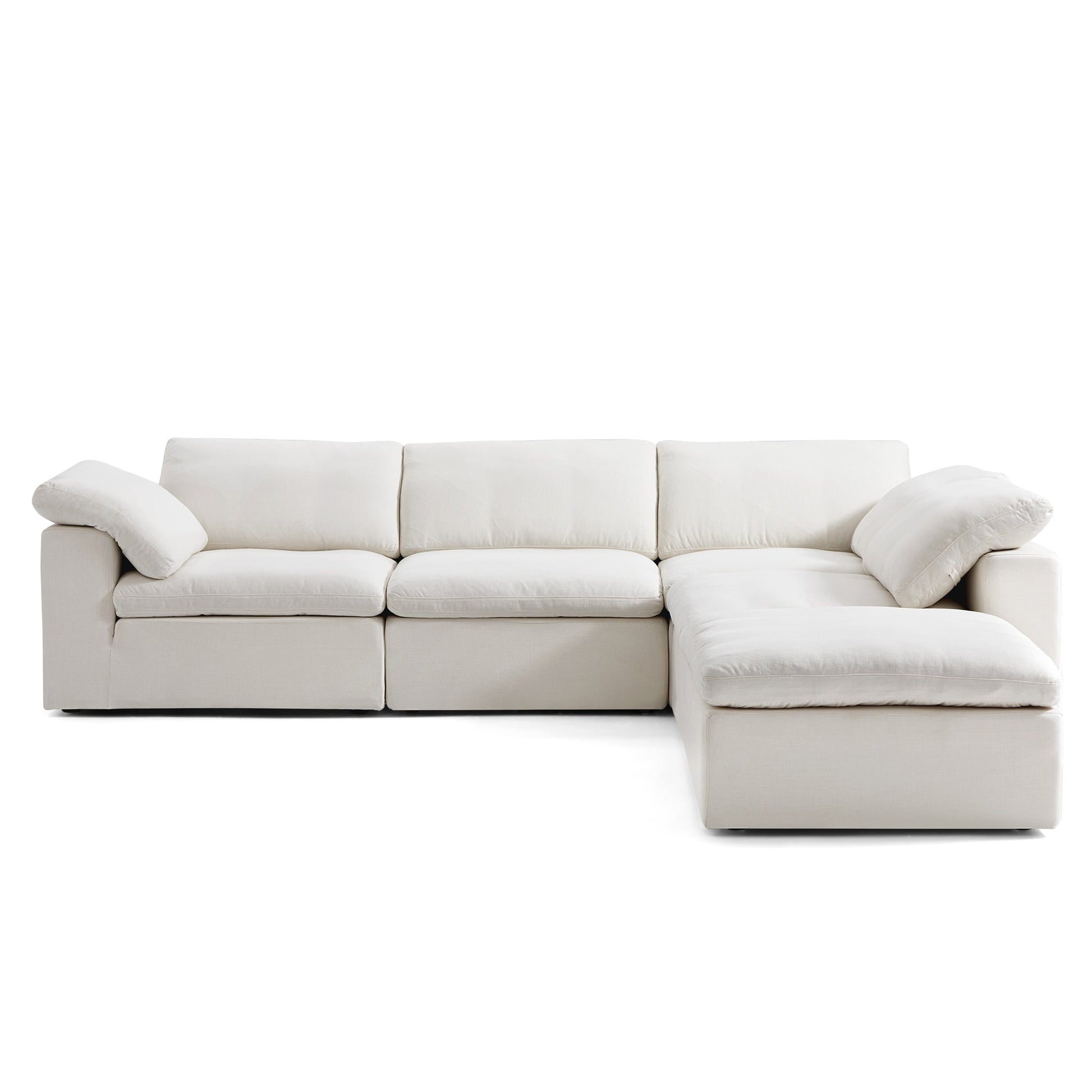 Tender Wabi Sabi L Shaped Sectional With Ottoman-Beige-128.0"