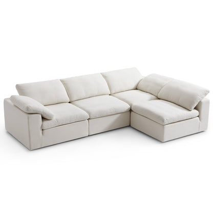 Tender Wabi Sabi Light Gray L Shaped Sectional-Beige-128.0"
