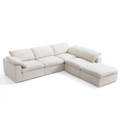 Tender Wabi Sabi Sand L Shaped Sectional and Ottoman-Beige-128.0"