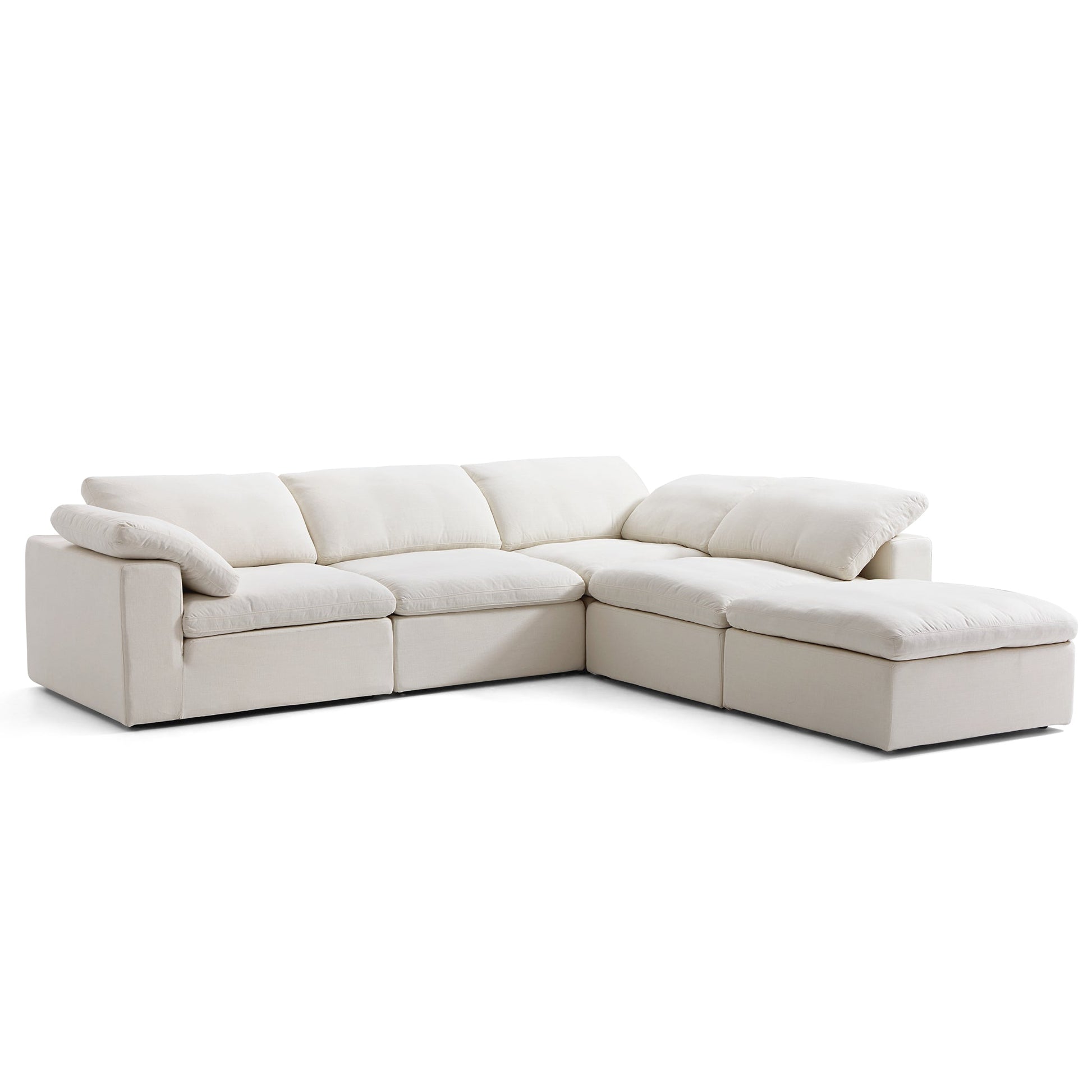 Tender Wabi Sabi L Shaped Sectional With Ottoman-Beige-128.0"
