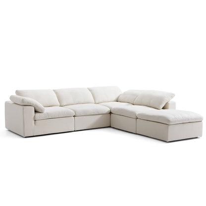 Tender Wabi Sabi Sand L Shaped Sectional and Ottoman-Beige-128.0"