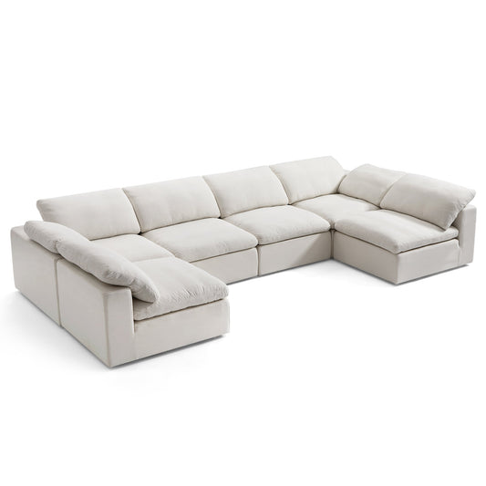 Tender Wabi Sabi U Shaped Beige Sectional with Open End-Beige-165.4"