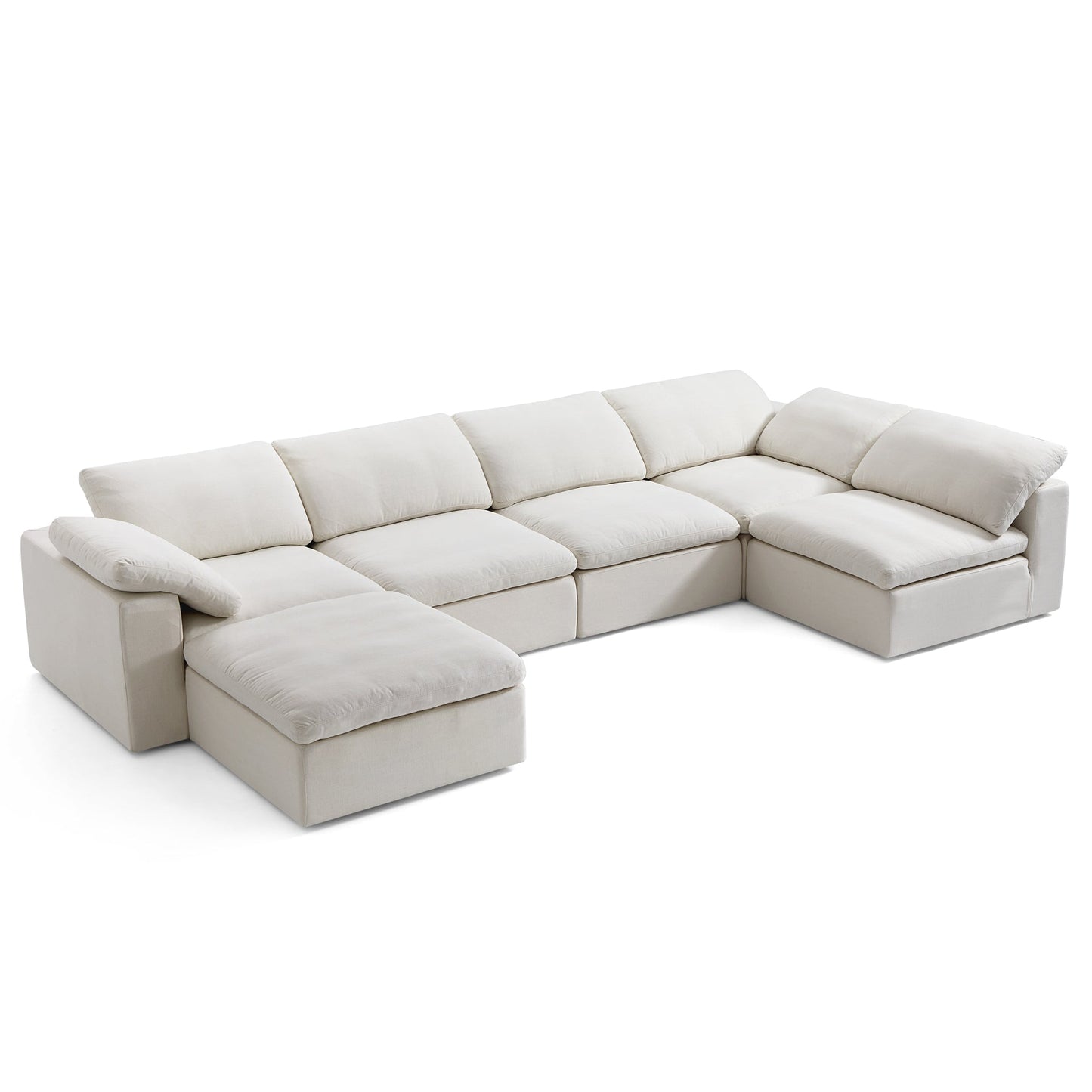 Tender Wabi Sabi L Shaped Sectional With Ottoman-Beige-165.4"